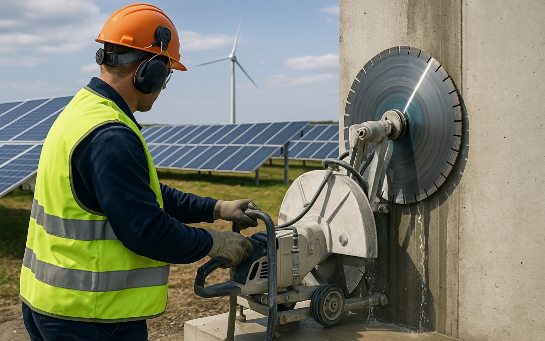 ¿Cómo se usa el corte de hormigón en energías renovables?